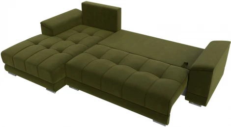 Диван угловой НордСтар левый угол (Зеленый/Микровельвет) Лига Диванов арт.121114L