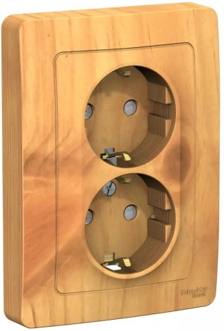 Розетка встраиваемая двойная с заземлением и шторками (ясень) Systeme Electric Blanca BLNRS001125