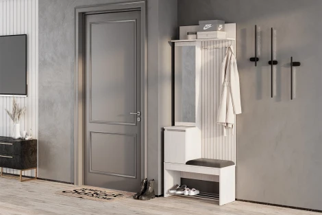 Прихожая БТС Лама ПР-07, Ясень белый, Графит