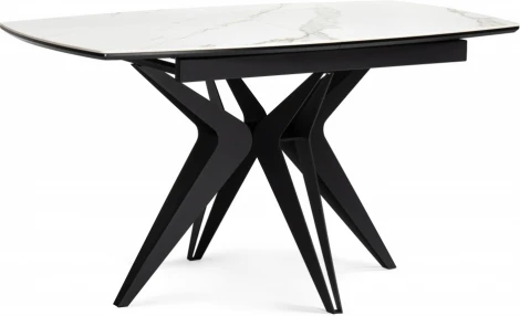Керамический стол Notta Риполь 140(180)х80 белый мрамор snow white / черный арт.614247