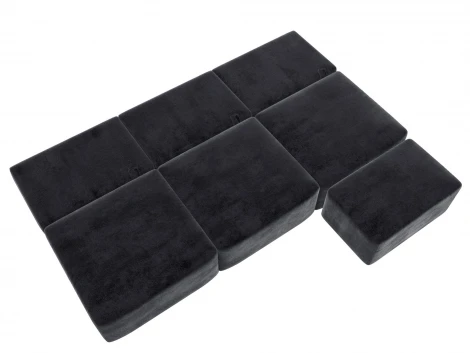 Диван угловой модульный с пуфом Лига-060 НПБ Лонг угол универсальный (ЛДСП,Брус,Фанера/Пластик/Велюр/Темно-серый) Лига Диванов 129516