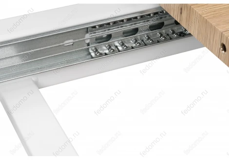 Стол на тумбе Woodville Санса 120 дуб монтана / белая шагрень 462386