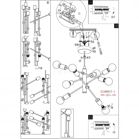 Подвесная люстра Eglo Gradoli 98017 (220V, на тросе)