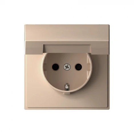 Розетка с заземлением, шторками и крышкой (песочный) Systeme Electric GAL001246S