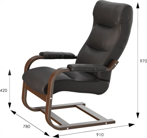 Кресло для отдыха Марго, экокожа Ева 1, каркас орех антик Mebelik арт.008450