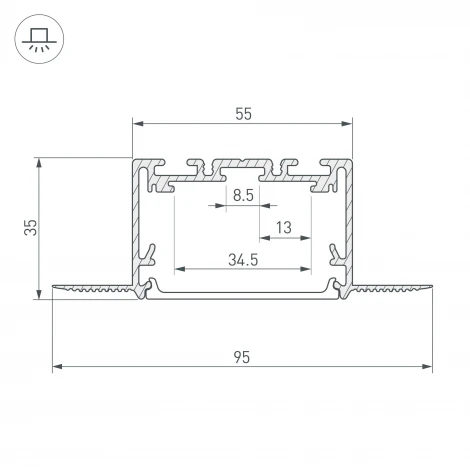 Профиль SL-LINIA55-FANTOM-2500 SEAMLESS ANOD (Алюминий) 029507 Arlight FANTOM