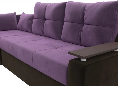 Диван угловой Кронос левый угол (Сиреневый,Коричневый/Микровельвет) Лига Диванов арт.114627L