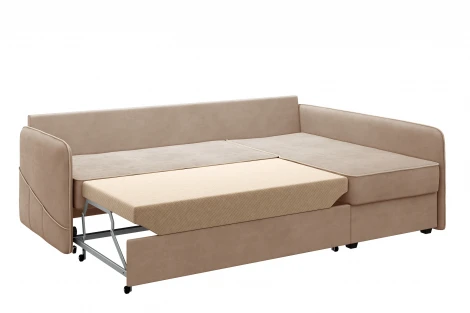 Диван тканевый угловой бежевый, угол правый D1 Слим AAA41521003 Velutto 18