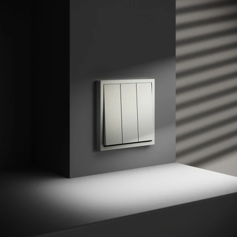 Выключатель трехклавишный (сталь) Voltum S70 VLS030105