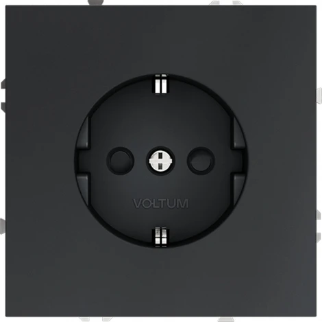 Розетка с заземлением и шторками (графит) Voltum S70 VLS040207