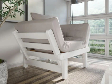 Кресло Arsko Сламбер белая эмаль светло-серый велюр