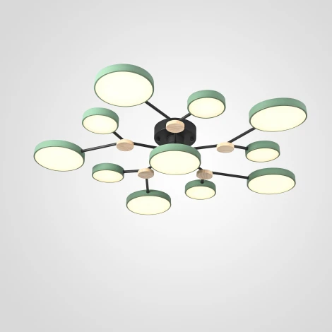 Потолочная люстра на штанге Gamma D102 Green Imperiumloft Gamma01 (223773-23) (LED, 220V, пульт управления, круглые)