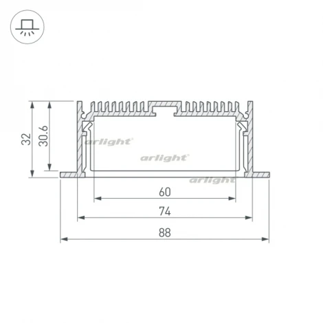 Профиль SL-LINIA88-F-2000 ANOD (Алюминий) 019315 Arlight SL-LINIA