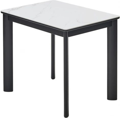 Стол ТЕТ-А-ТЕТ 120  Белый мрамор, керамика / Черный каркас М-City