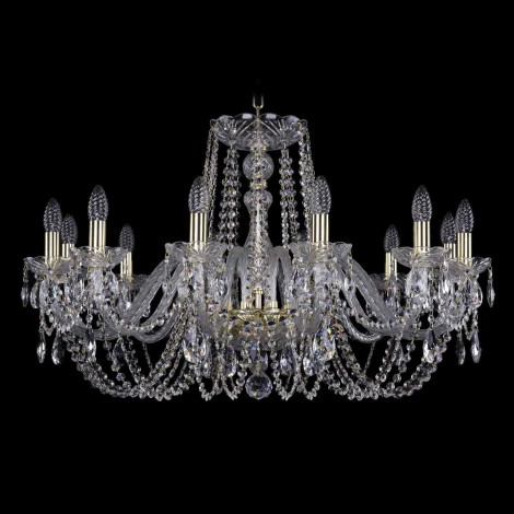 Подвесная люстра Bohemia 1402 1402/12/300/G (220V, хрусталь, на цепи, подсвечник, свеча)