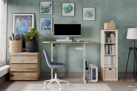 Компьютерный стол Маркос с механизмом подъема 120 (Маркос с механизмом подъема 120х75х7б белый / вотан дуб) Notta арт.578482