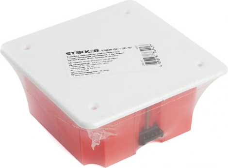 Коробка монтажная для полых стен с пластиковыми зажимами и крышкой Stekker 49007