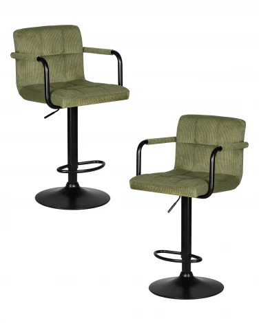 Набор 2 шт стул барный DOBRIN KRUGER ARM BLACK (зеленый вельвет (LAR-E2041-7))