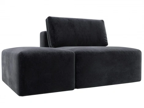 Модули диван и пуф Лига-060 НПБ (ЛДСП,Брус,Фанера,Велюр/Темно-серый) Лига Диванов 129592