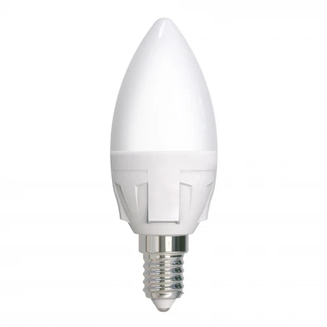 Лампа светодиодная, матовая, дневной белый свет 6500K) Uniel Яркая LED-C37 7W/6500K/E14/FR PLP01WH