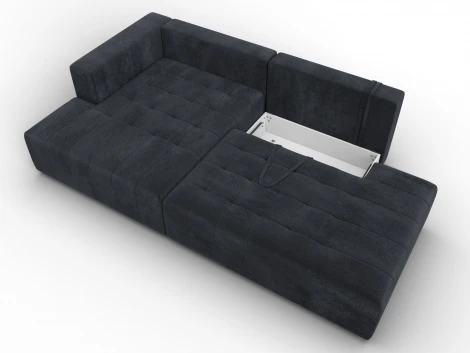 Диван угловой Лига-103 НПБ угол левый (ДСП,Брус,Фанера,Велюр/Темно-серый) Лига Диванов 134808L