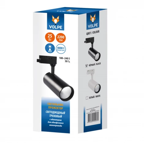 Трековый светильник Volpe ULB-Q276 25W/4000К BLACK (LED, 220V, IP40)