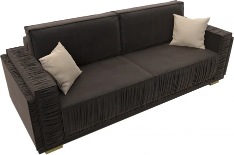 Диван прямой Лига-044 (Коричневый,Бежевый/Велюр) Лига Диванов арт.122253