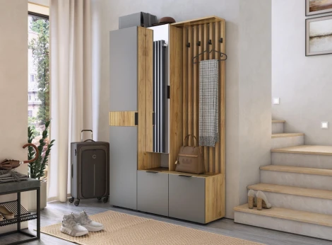 Готовая прихожая Woodville Бери дуб крафт золотой / графит 551888