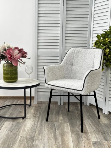 Стул AGIRA UF998-14 светло-серый, букле / UF998-16 темно-серый / черн. каркас / Товарный знак DISAUR