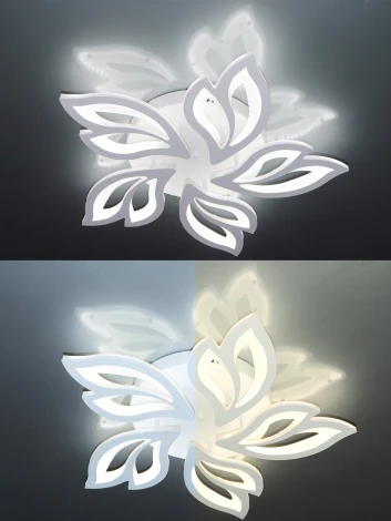 Потолочная люстра Natali Kovaltseva HIGH-TECH LED LAMPS 82006 (регулировка яркости, 220V, пульт управления, умный дом - LampSmart, цветы)