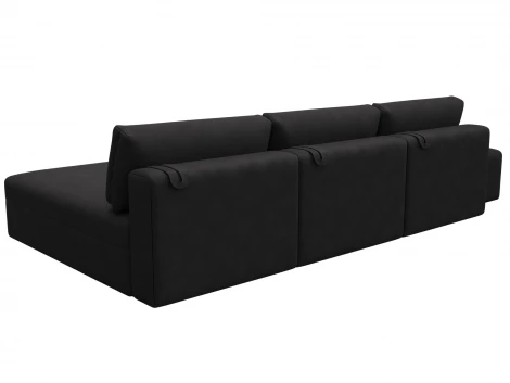 Диван угловой модульный с пуфом Лига-060 НПБ Лонг угол универсальный (ЛДСП,Брус,Фанера/Пластик/Замша/Коричневый) Лига Диванов 129523