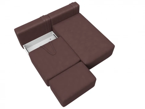 Диван угловой модульный с пуфом Лига-060 НПБ угол универсальный (ЛДСП,Брус,Фанера/Пластик/Замша/Бордовый) Лига Диванов 129689