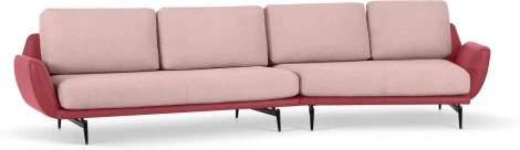 Диван Ispani угловой правый ОГОГО (арт.803470), (Экокожа,Ткань/Розовый)