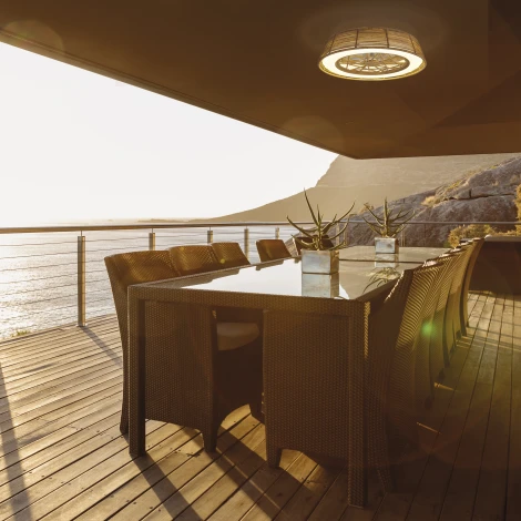 Потолочная люстра светодиодная с вентилятором Mantra Indonesia 8225 (регулировка яркости, 220V, пульт управления, круглые, IP44)