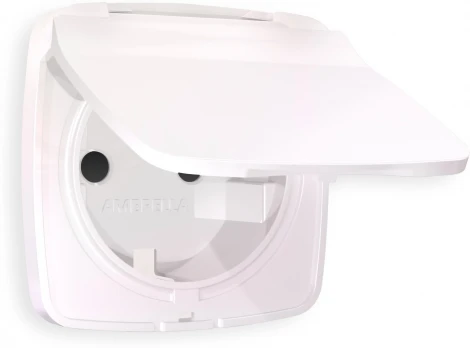 Лицевая панель Ambrella Volt OMEGA (Жемчуг) для электрической розетки с заземлением со шторками и крышкой IP44 QUANT OP2080