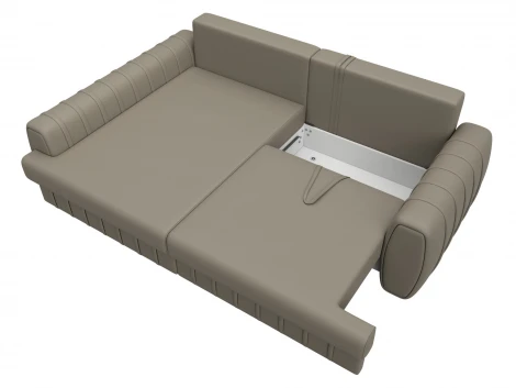 Диван угловой Лига-057 НПБ угол левый (ЛДСП,Брус,Фанера/Пластик/Экокожа/Бежевый) Лига Диванов 130032L