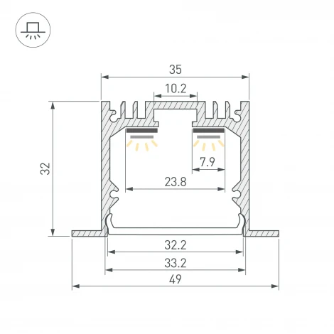 Профиль SL-LINIA49-F-3000 ANOD (BY) (Arlight, Алюминий) 060868