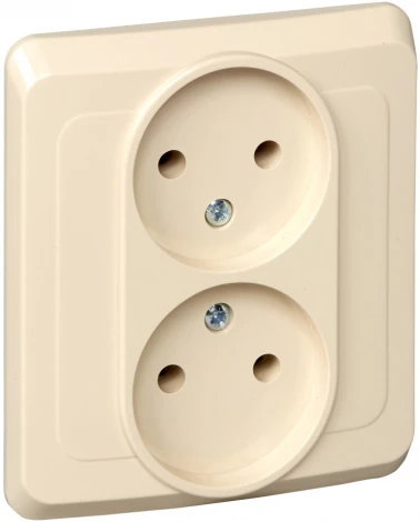 Розетка встраиваемая двойная без заземления (кремовый) Systeme Electric Этюд PC16-005K