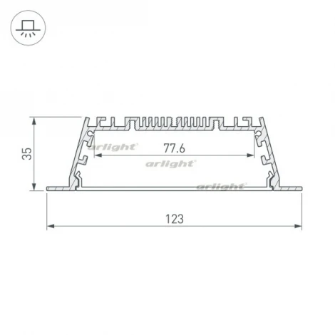 Профиль с экраном ARH-POWER-W120-F-2000 ANOD (Алюминий) 027928 Arlight