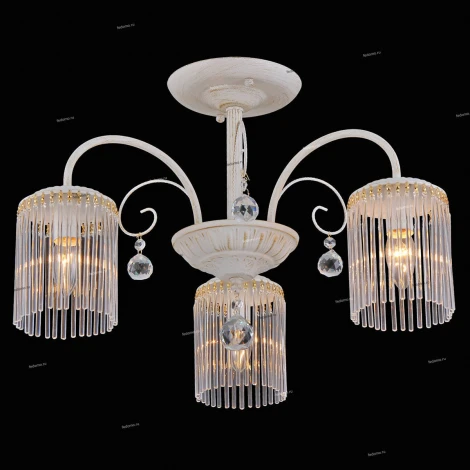 Люстра потолочная Natali Kovaltseva Olbia, 3 плафона, слоновая кость с золотом, прозрачный