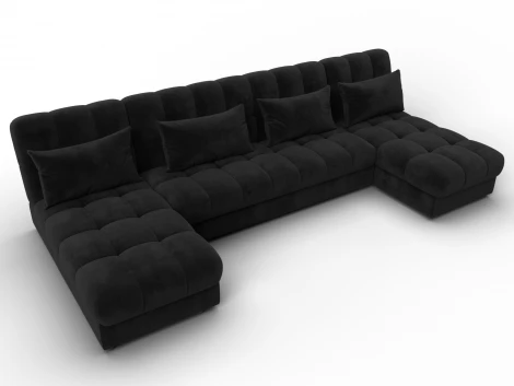 Диван П-образный Лига-116 НПБ (ДСП,ЛДСП,Велюр/Черный) Лига Диванов 137331