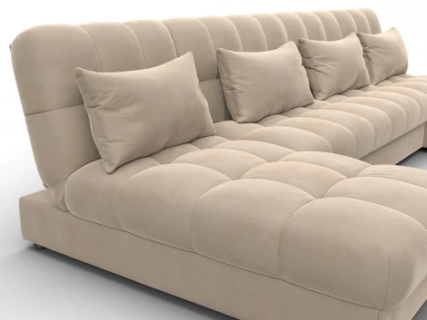 Диван П-образный Лига-116 НПБ (ДСП,ЛДСП,Велюр/Бежевый) Лига Диванов 137326