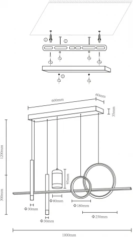 Подвесной светильник 431-106-06 Velante (LED, 220V, пульт управления, на проводе, кольцо)
