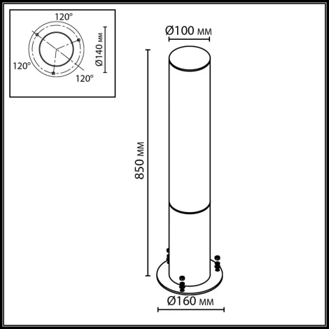 Уличный наземный светильник Odeon Light Cortena 7180/22GL коричневый/акрил/металл IP65 LED 22W 2500Лм 3000K 281° 220V
