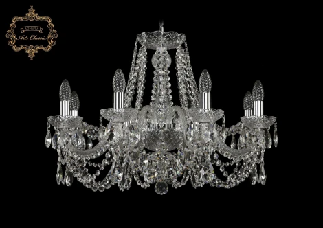 Подвесная люстра Art Classic 11.11 11.11.8.240.Cr.Sp (220V, хрусталь, на цепи, подсвечник, свеча)