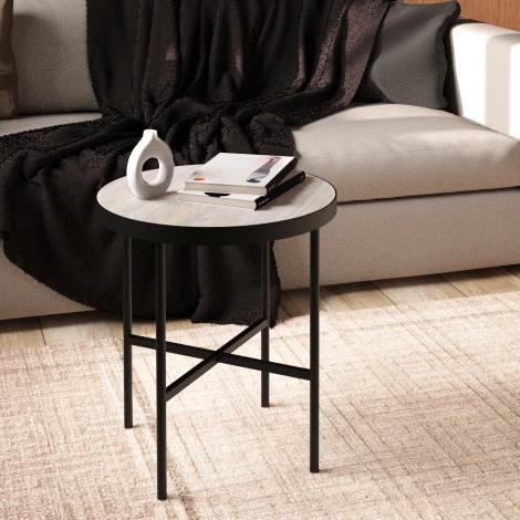 Стол журнальный МеталлАрт М011 МАЛЫЙ бежевый дуб/черный Mebelik 009490