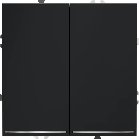 Проходной переключатель двухклавишный с подсветкой (графит) Voltum S70 VLS020407