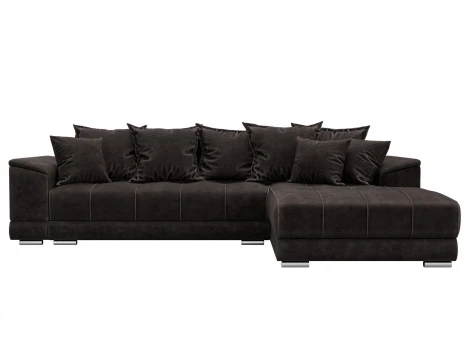 Диван угловой НордСтар правый угол (ДСП,Брус/Пластик/Велюр/Коричневый) Лига Диванов 127938