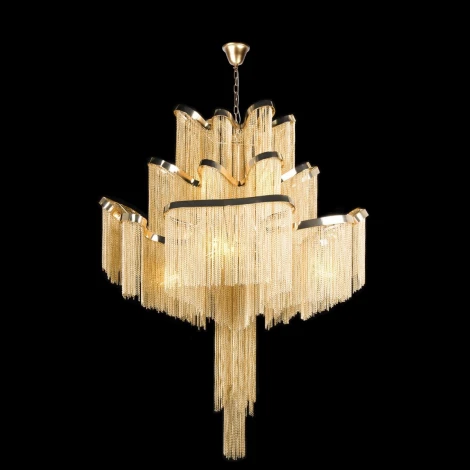 Подвесная люстра каскадная большая Loft It Stream 10208/800 Gold (220V, на цепи)