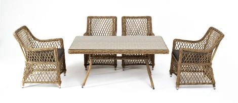 "Латте–140 L" обеденная группа плетеная, цвет соломенный 4SIS арт.УТ-00007282